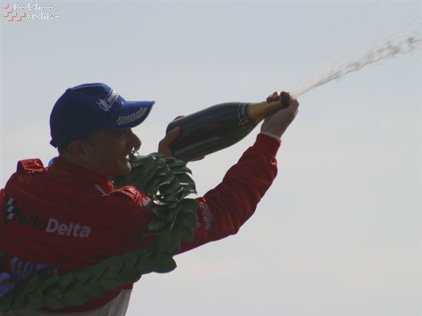 Tarquini sprays the champagne